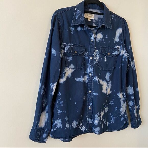 Current Elliott-Acid Washed Dark Wash Denim Button Down (Size:3) - Picture 3 of 10
